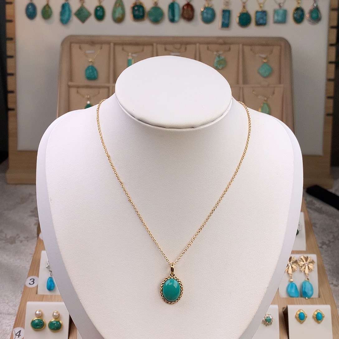 绿松石18K金镶嵌吊坠(不含链)