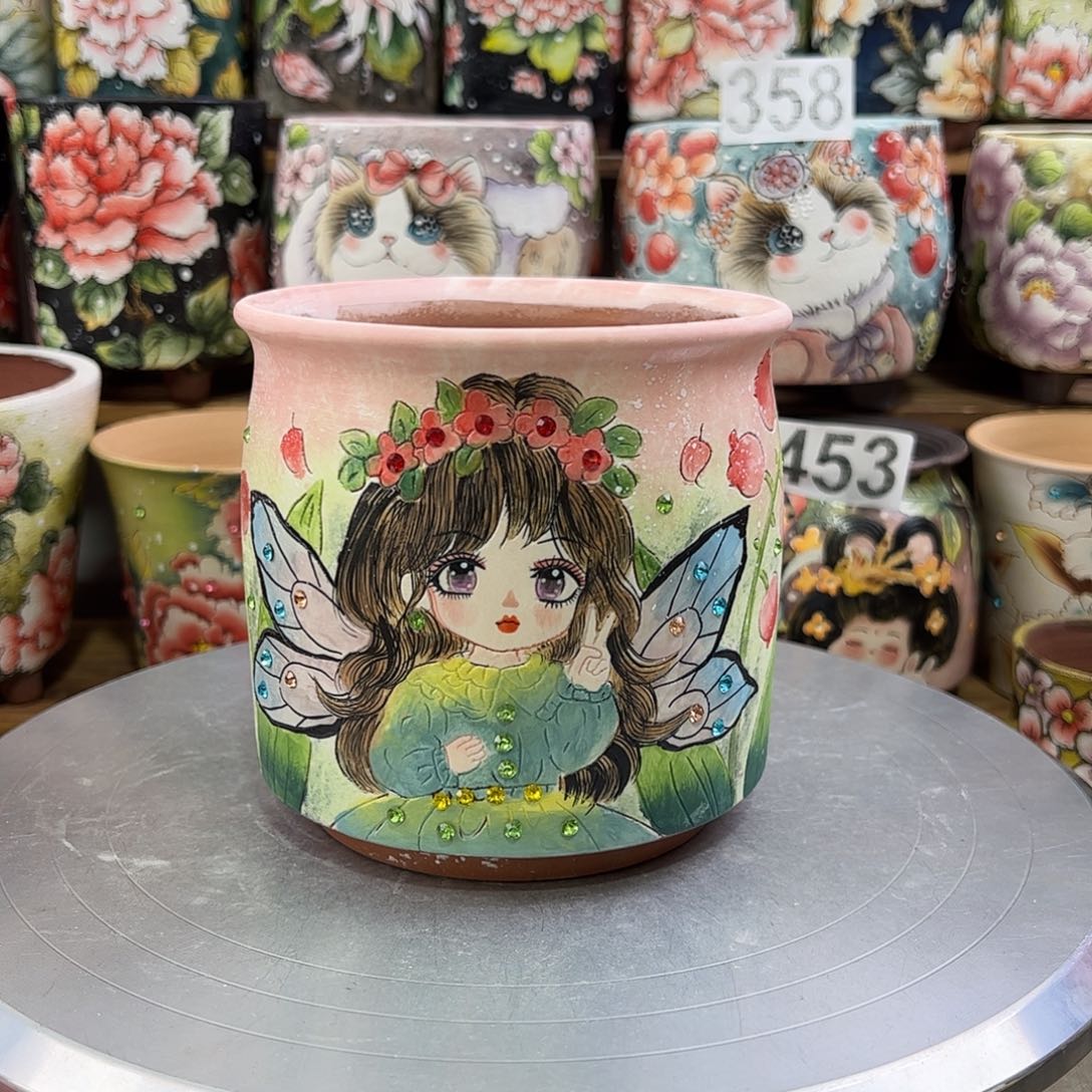 景德镇陶瓷花盆口12.5高12.5