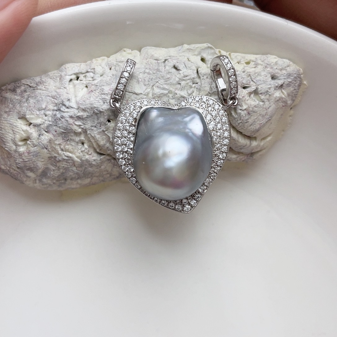 海水珍珠吊坠(不含链)银S925镶嵌