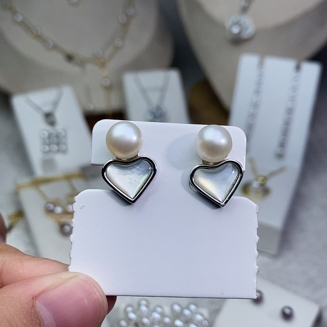 淡水珍珠耳饰银S925镶嵌