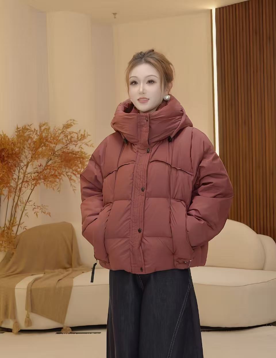 H43-1季新款羽绒服女款潮流时尚短款休闲百搭连帽宽松加厚保暖