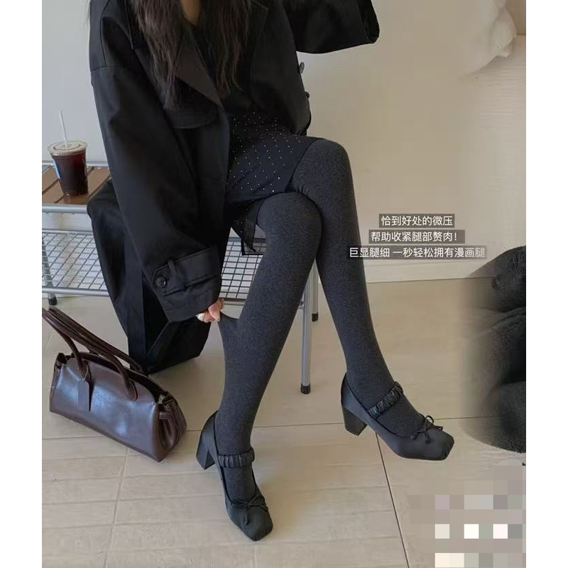 Coriander香菜 针织成人高腰加绒加厚款长裤紧身裤打底裤68818