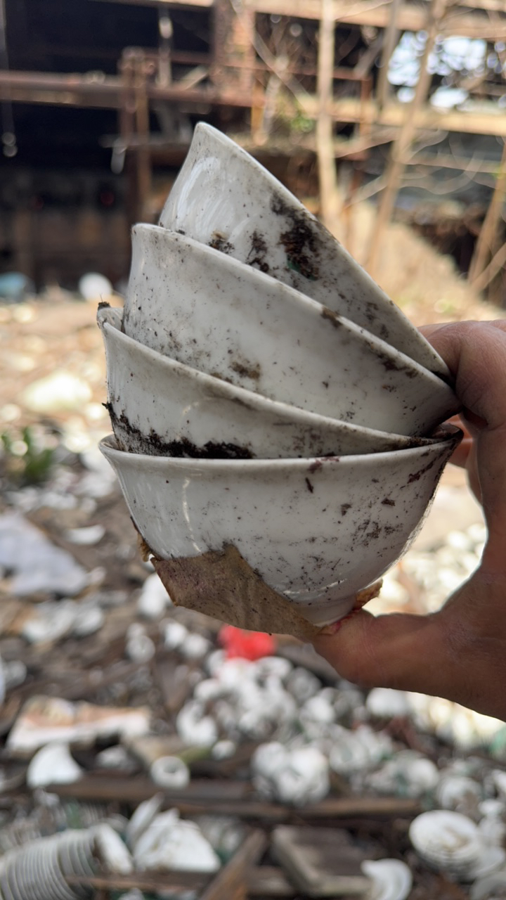 景德镇高温陶瓷老白胎4.5寸米饭碗4只
