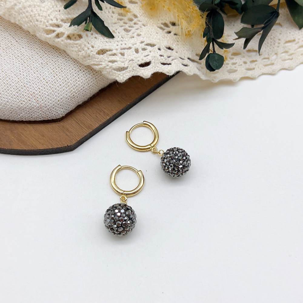 铜合金仿水晶耳饰 03069 好啊商店 灰水J球球耳扣