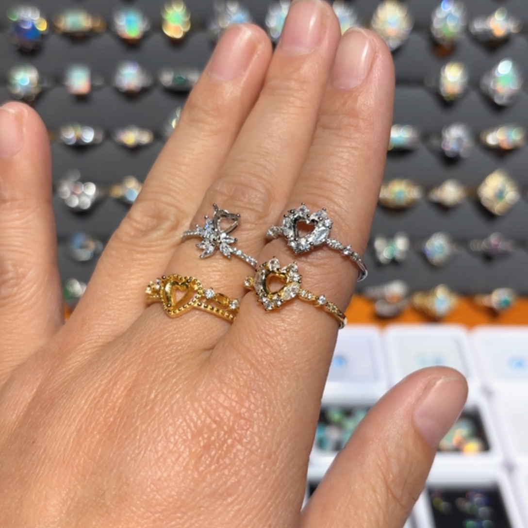 欧泊戒指银S925镶嵌竹*