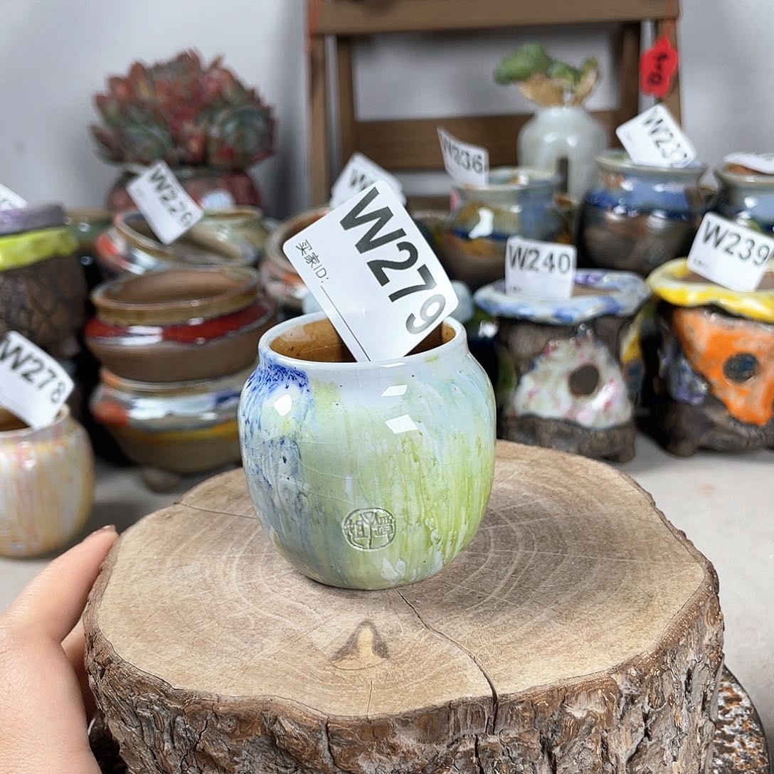 紫砂花盆新品 实验釉色 拇指盆 内口4