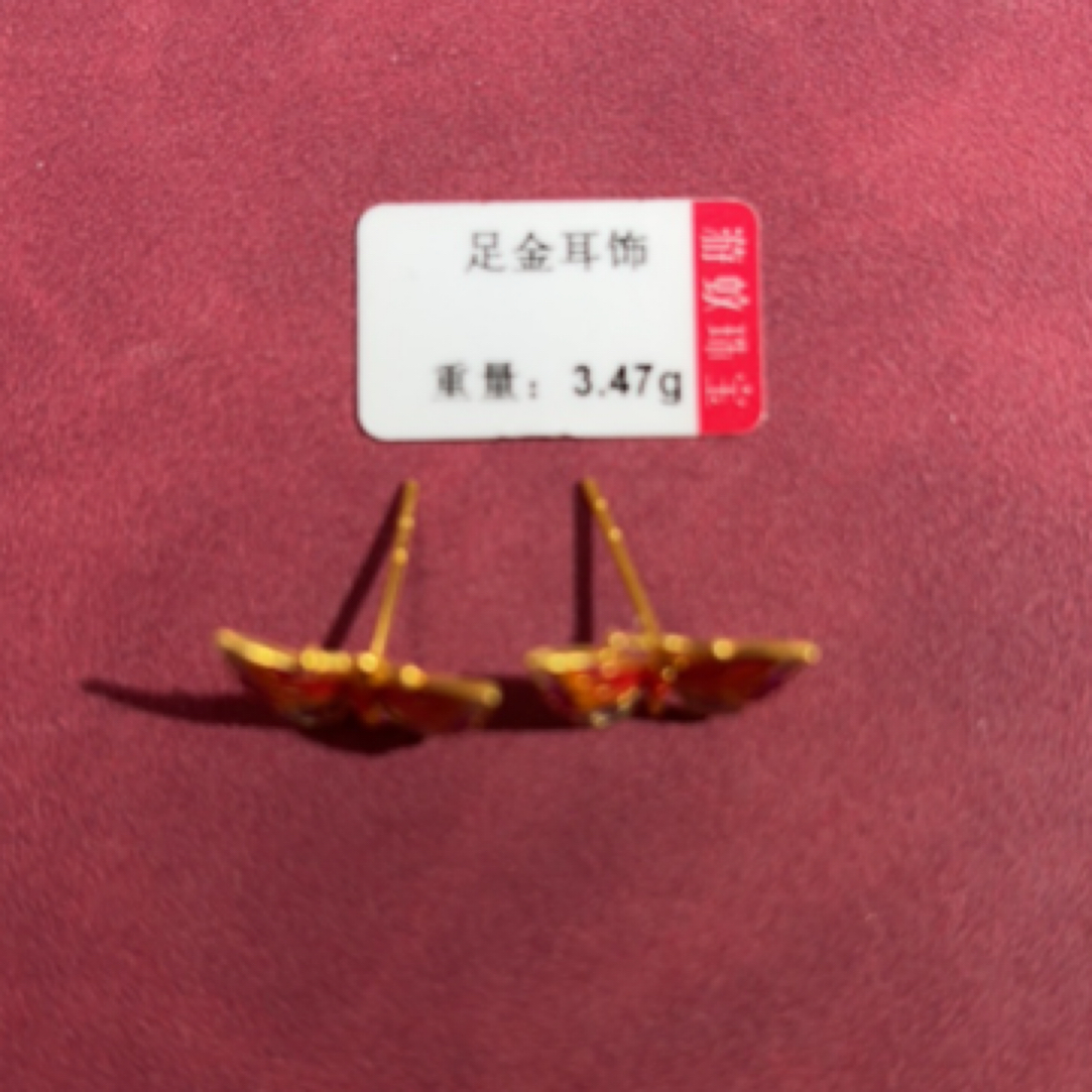 足金999黄金耳饰 