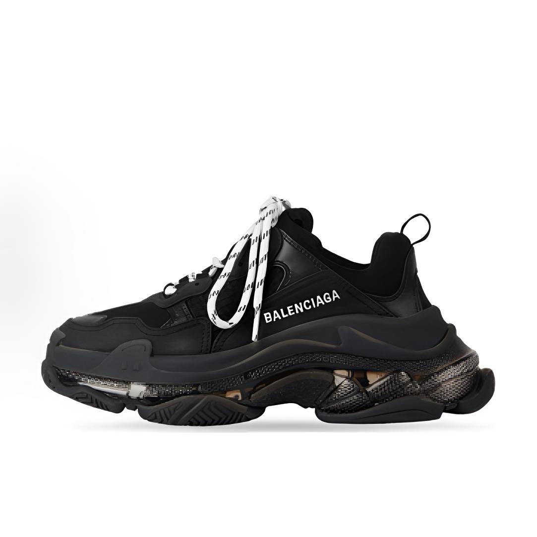 全新未使用 Balenciaga/巴黎世家 Triple S 圆头网眼老爹鞋黑色