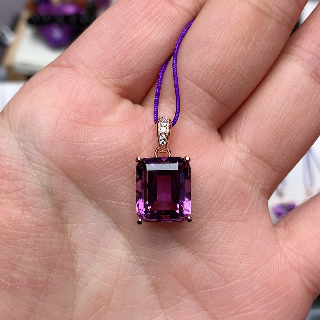 紫晶吊坠(赠链)银S925镶嵌