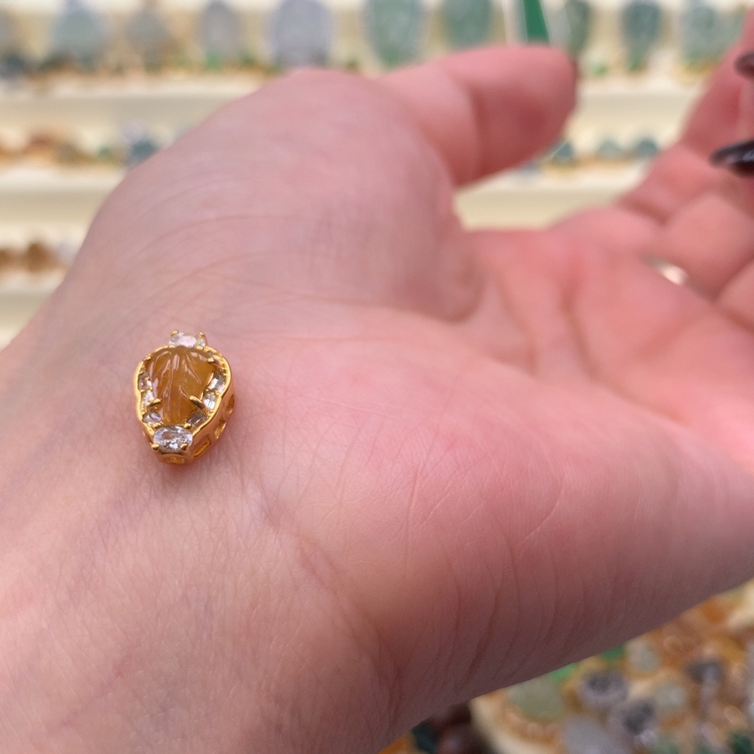 翡翠银S925镶嵌颈饰叶子