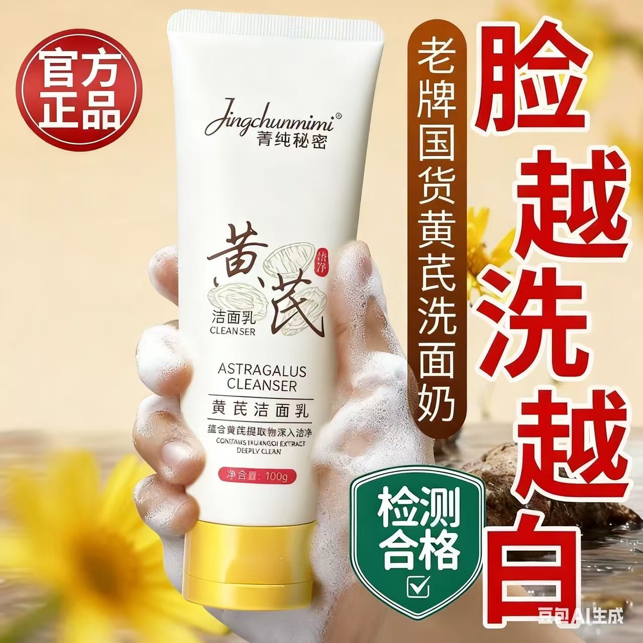 【国货✅超市直发】黄芪洁面乳温和控油补水不紧绷男女通用洗面奶