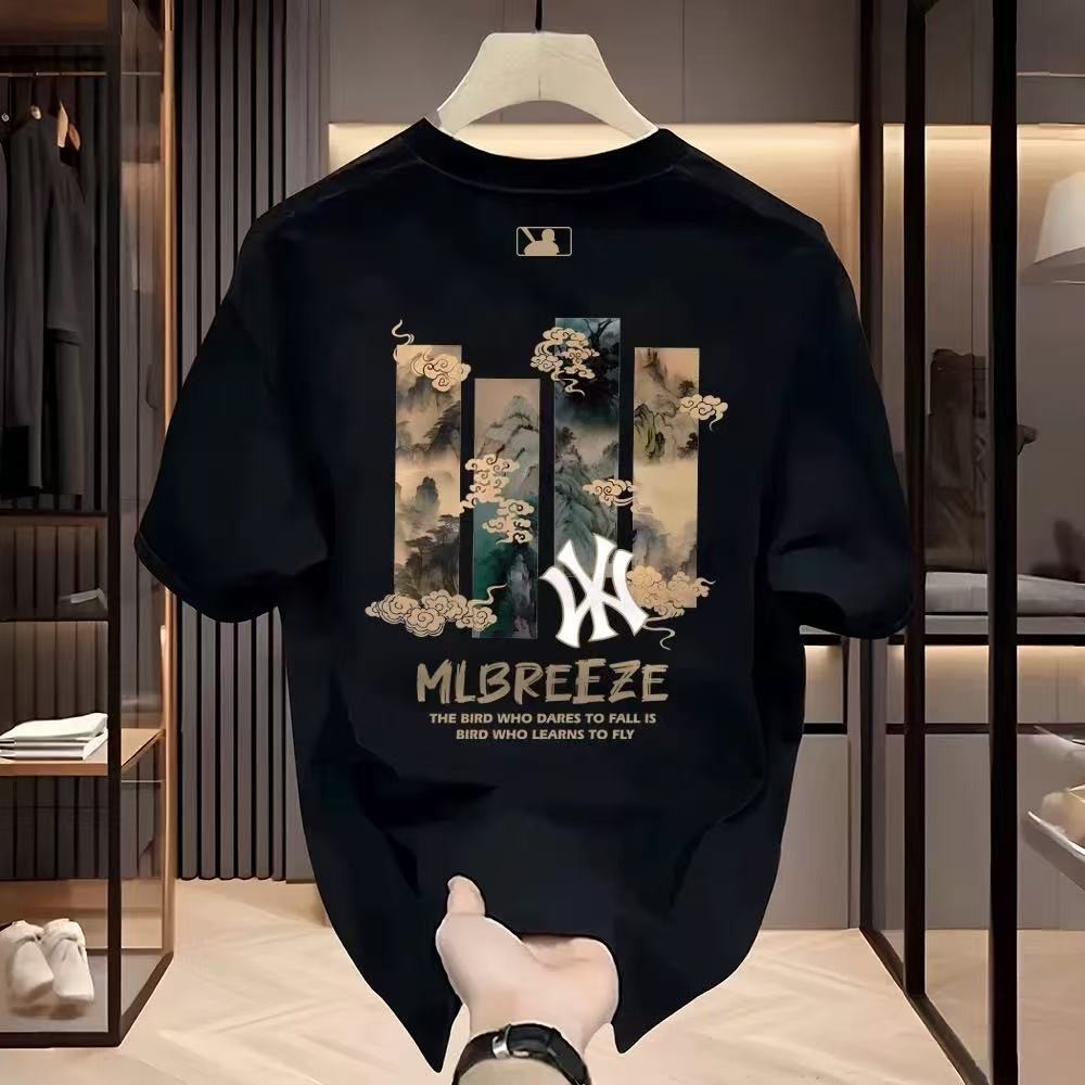 美式痞帅重磅纯棉短袖T恤男青年夏季潮牌印花ins半袖宽松圆领上衣