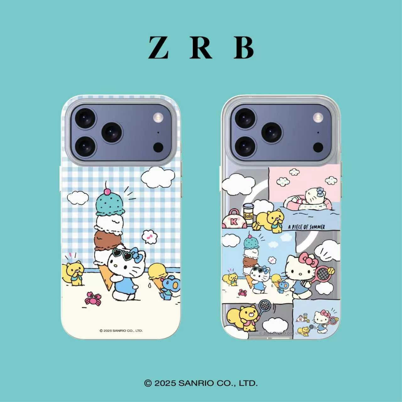zrbHello Kitty联名款海边度假系列适用苹果17/16promax磨砂软壳