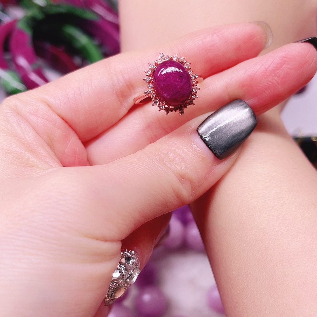 戒指银S925镶嵌红宝石