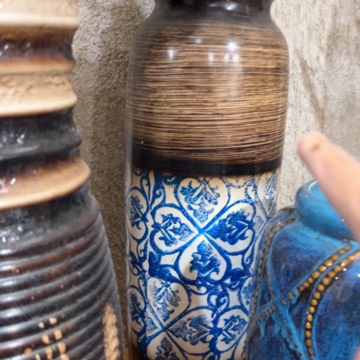 大***闲陶瓷花瓶摆件外贸出口微瑕捡漏高60口13公分低温瓷干