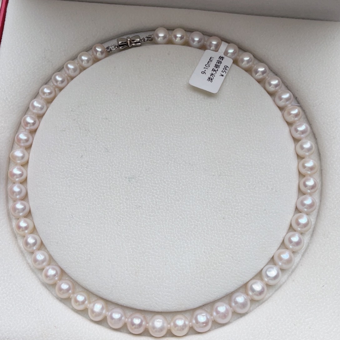 淡水珍珠项链银S925镶嵌9-10mm