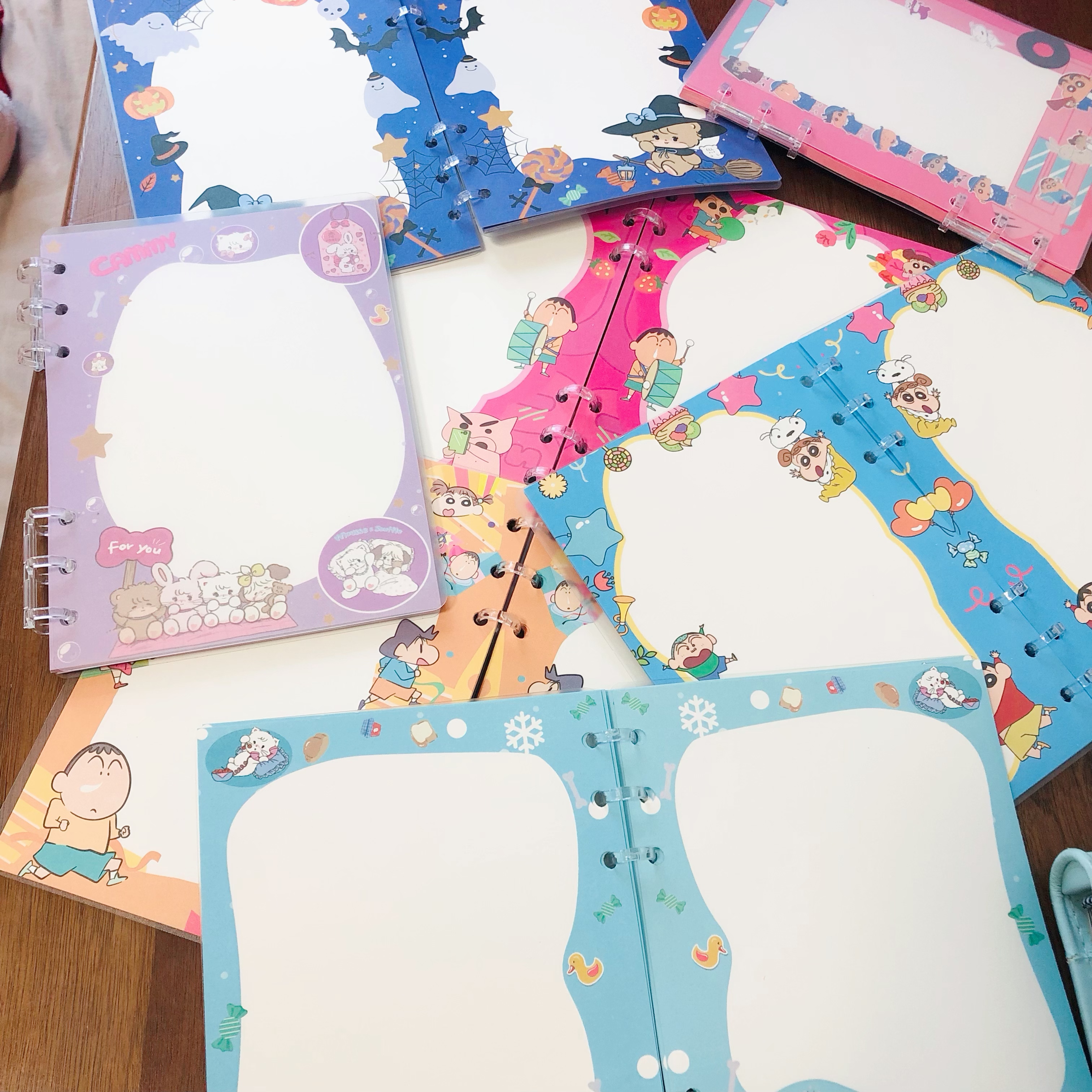 可爱蜡笔小新b6活页本卡通防水笔记本高颜值彩色内页手账本抽抽乐