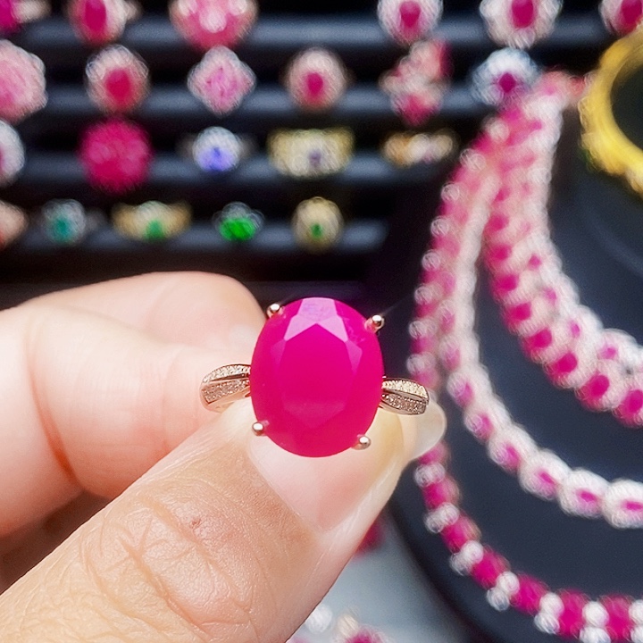 红宝石银S925镶嵌戒指