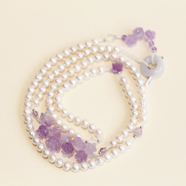 《紫藤》S925翡翠珍珠项链IDP11302293