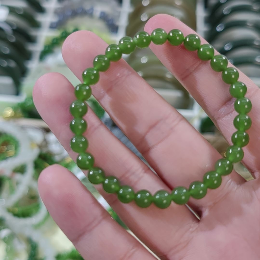 和田玉未镶嵌手链卡6精品碧玉手串×1