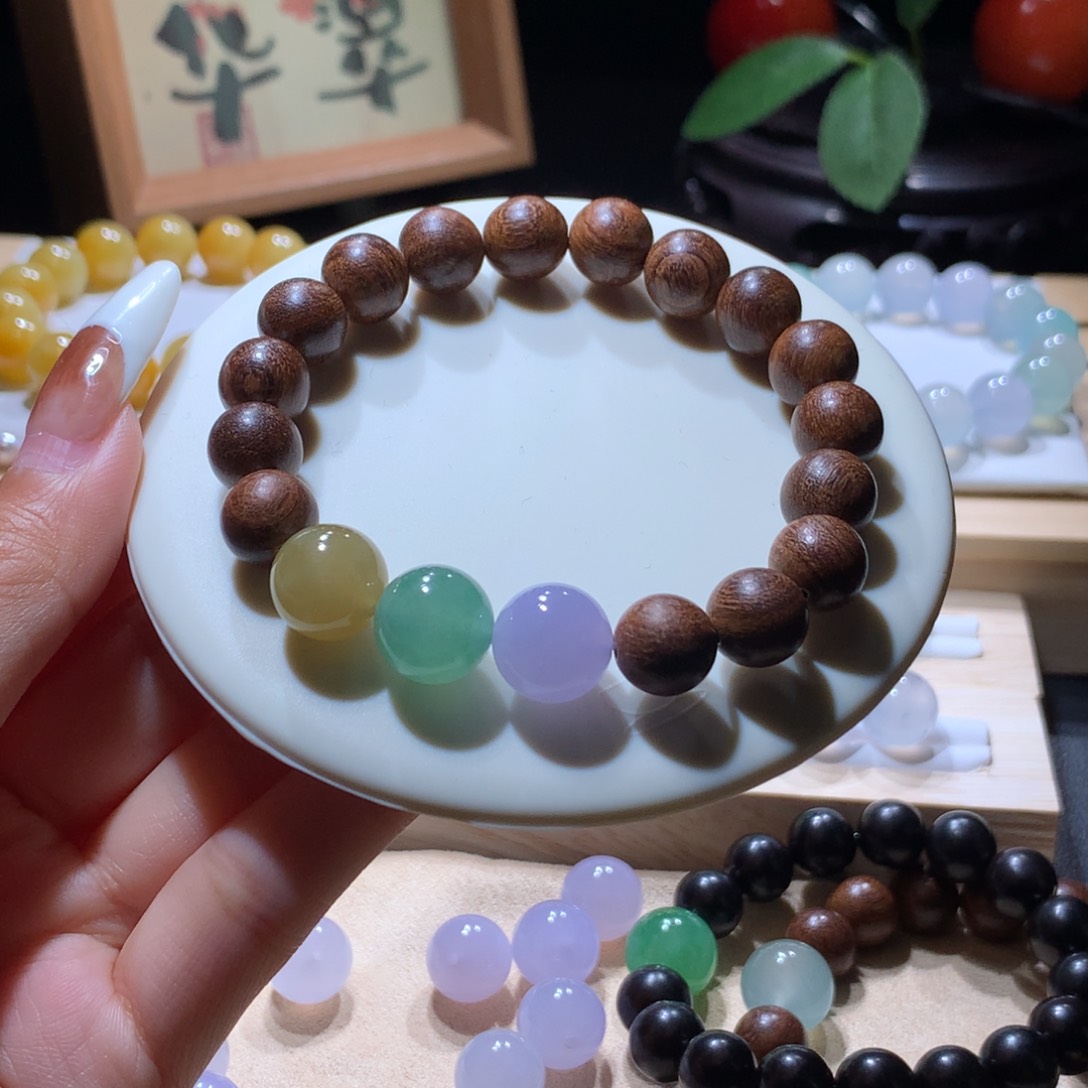 翡翠手串未镶嵌特价多宝11.9mm