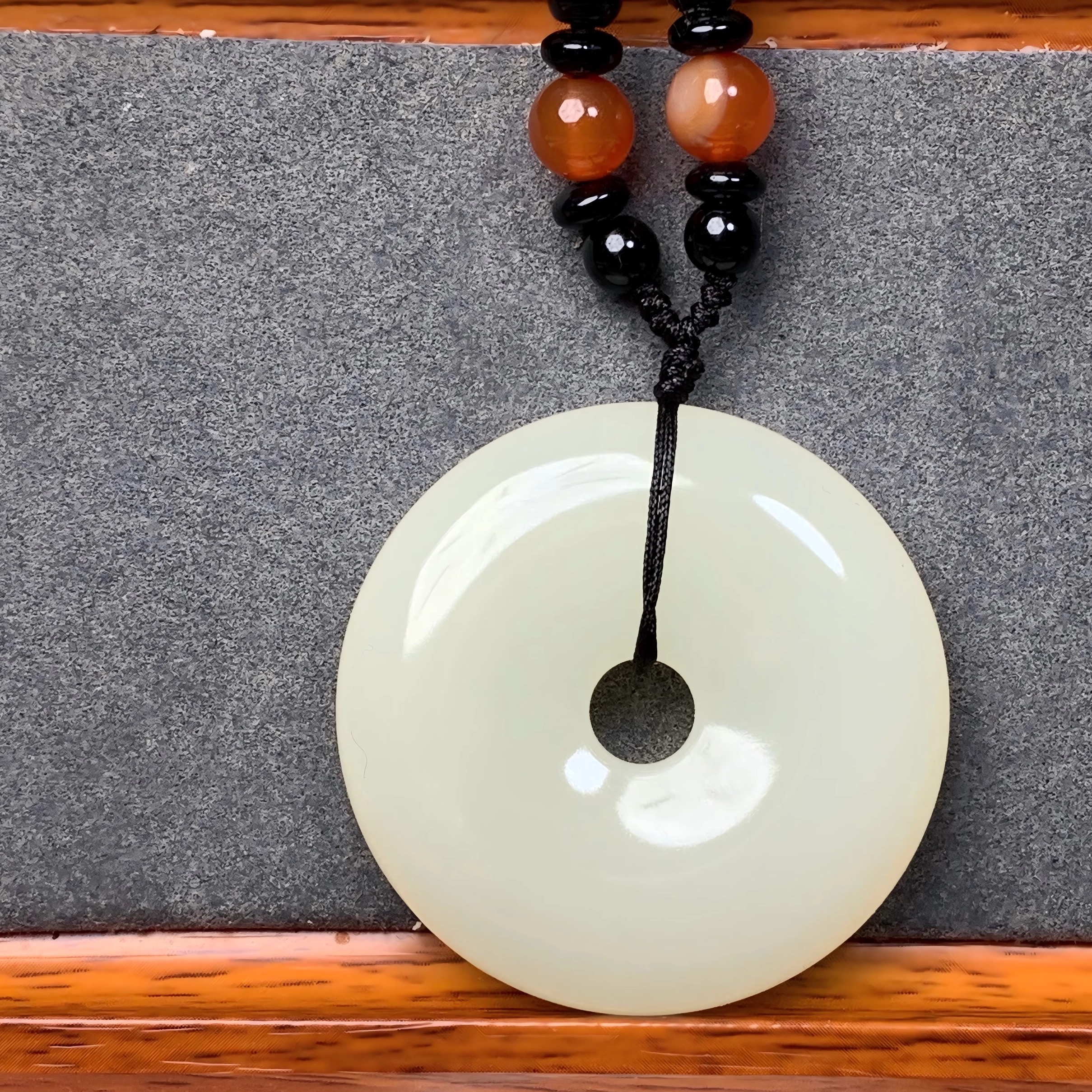 吊坠 脂白  平安扣  直径50mm 