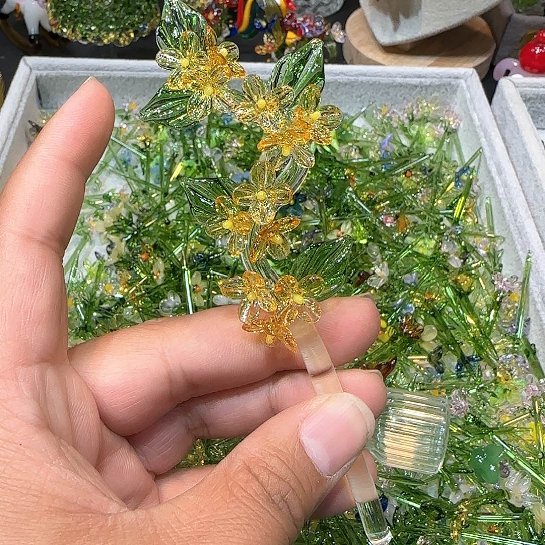 琉璃手工艺品桂花插花