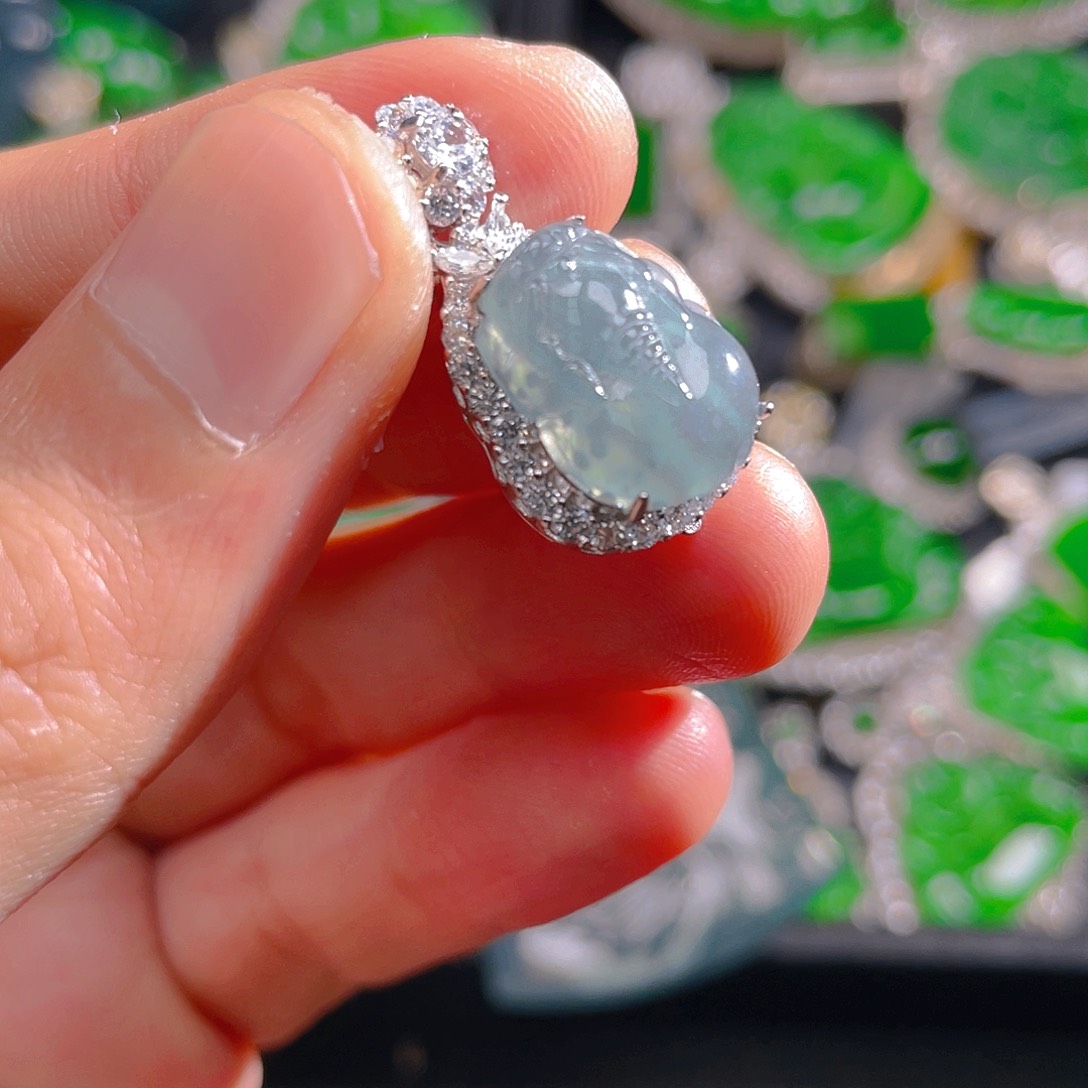 翡翠银S925镶嵌吊坠(不含链)