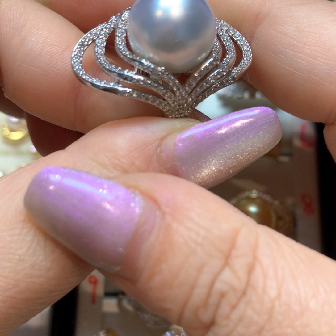 海水珍珠戒指银S925镶嵌