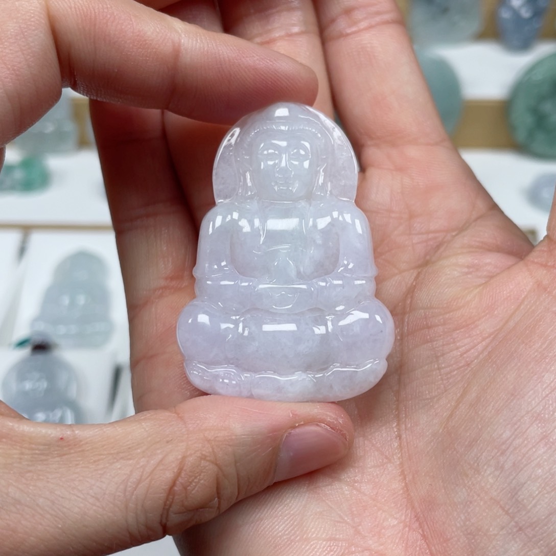 翡翠颈饰未镶嵌天然缅甸翡翠A货观音21号