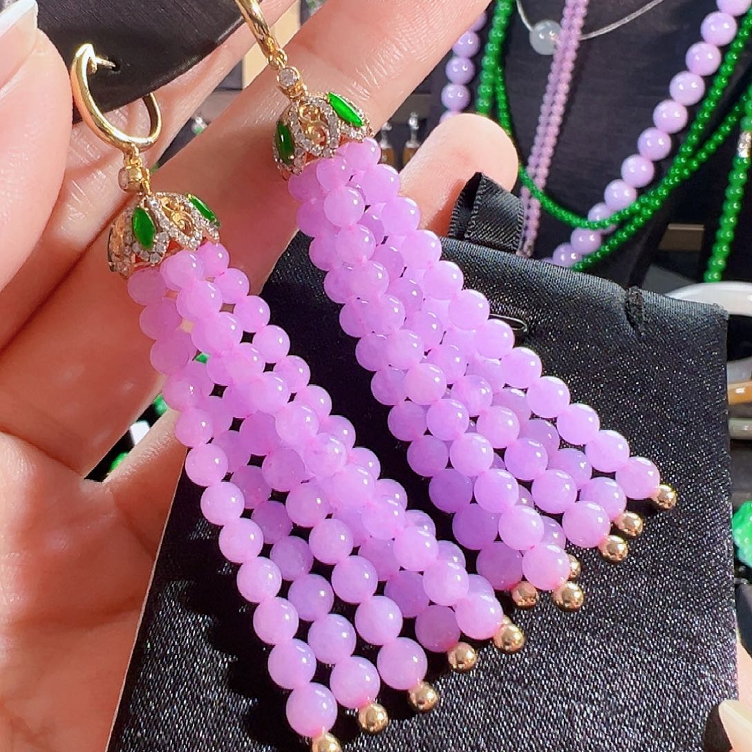 翡翠18K金镶嵌耳饰签收后24小时鉴赏期