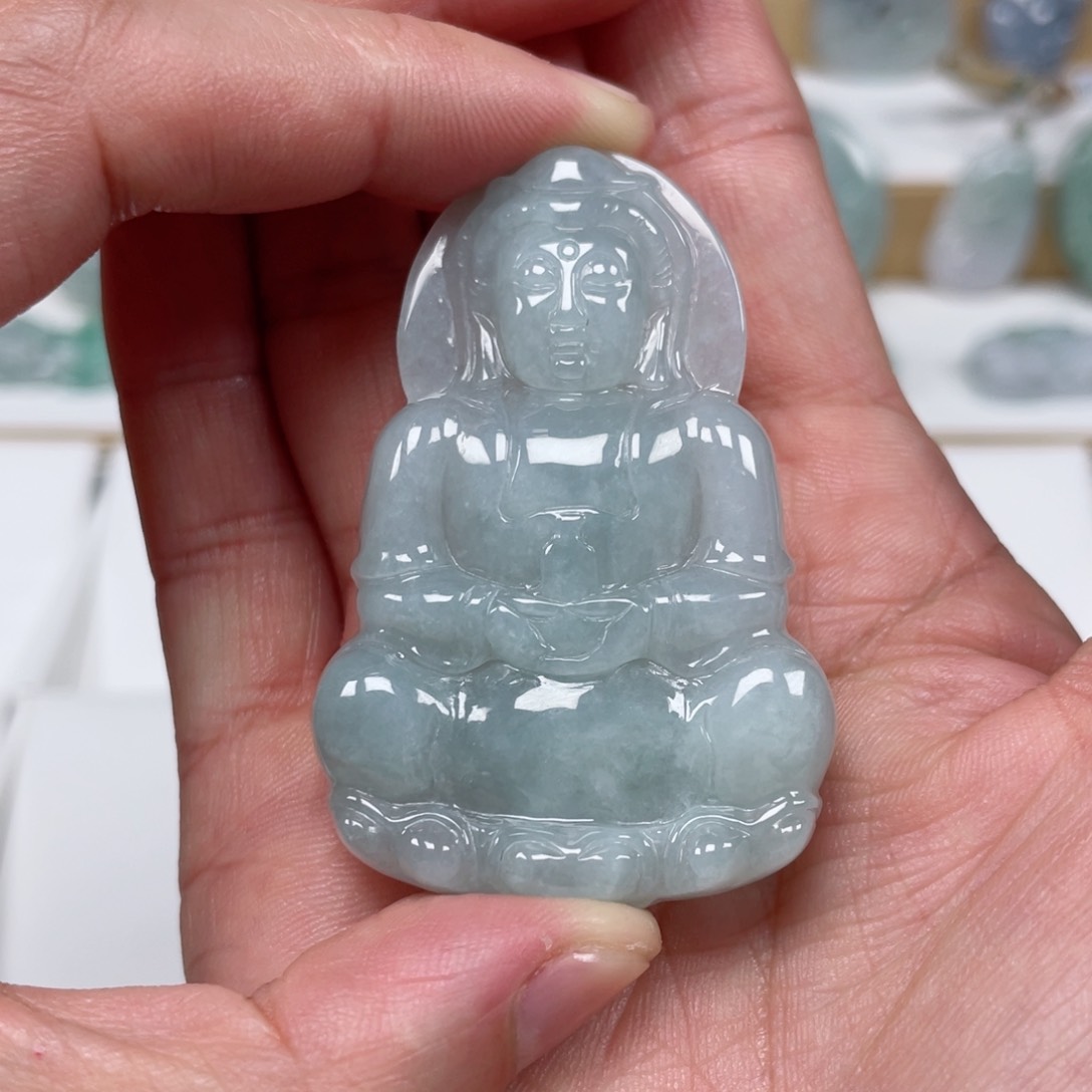 翡翠颈饰未镶嵌天然缅甸翡翠A货观音109号