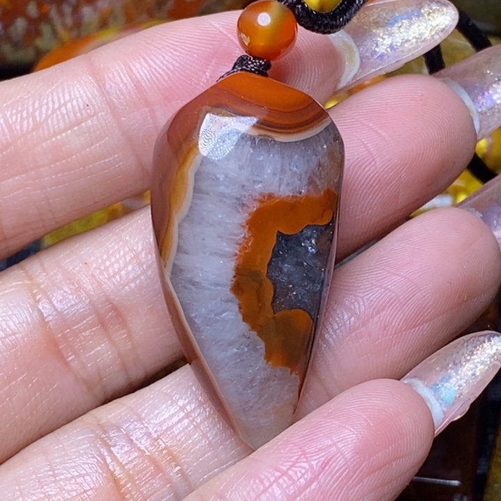 玛瑙/玉髓颈饰足银镀金镶嵌