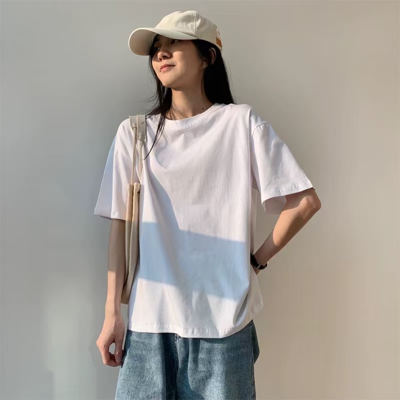 9921 纯色短袖t恤女2025新款宽松上衣夏款女高级感