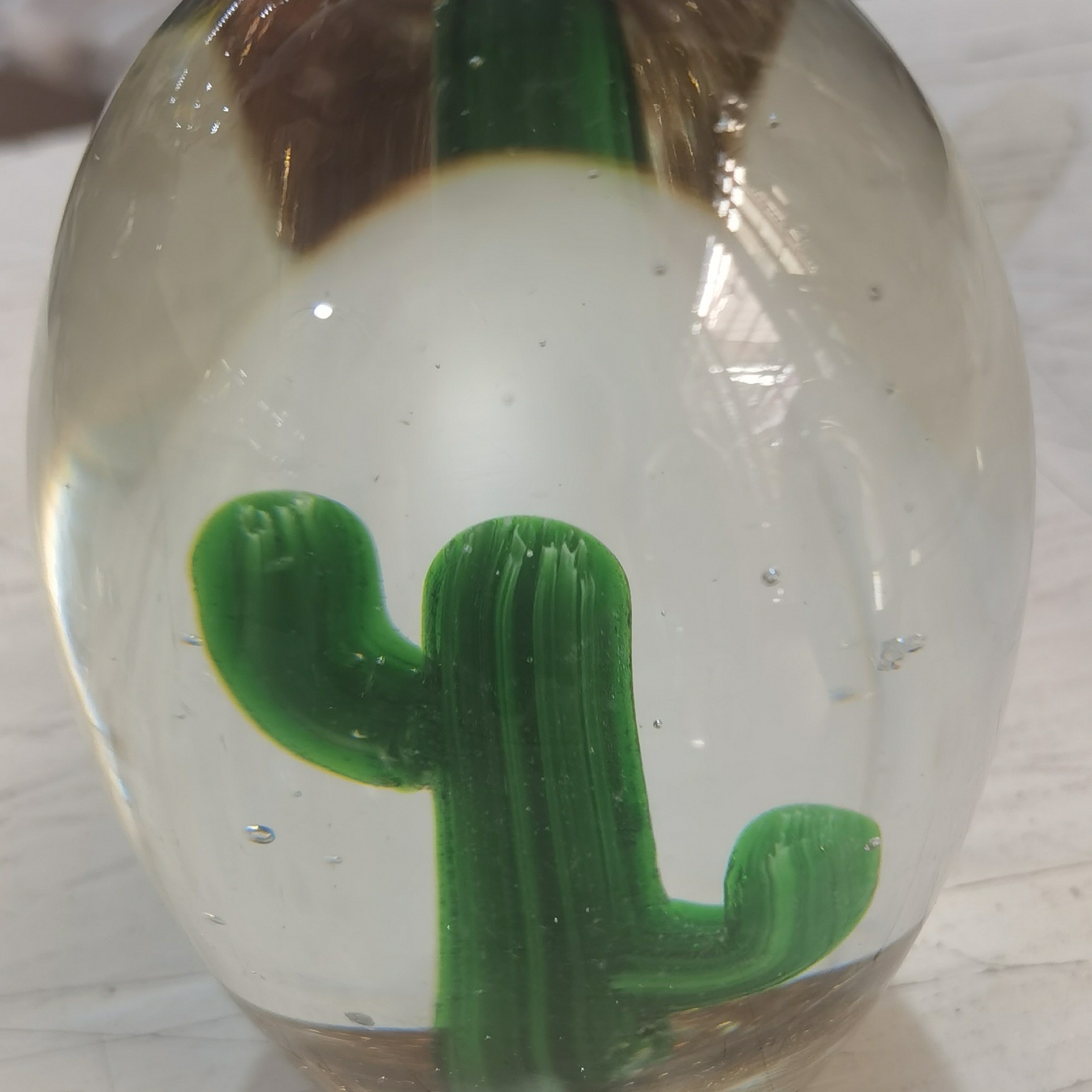 手工琉璃扎花球仙人树桌面摆件