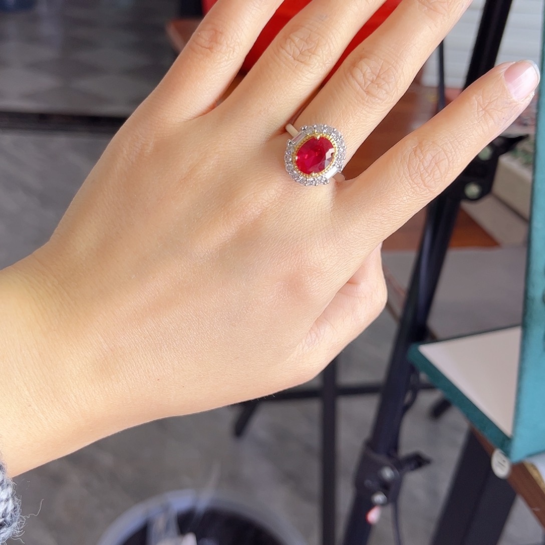 银S925镶嵌戒指红宝石
