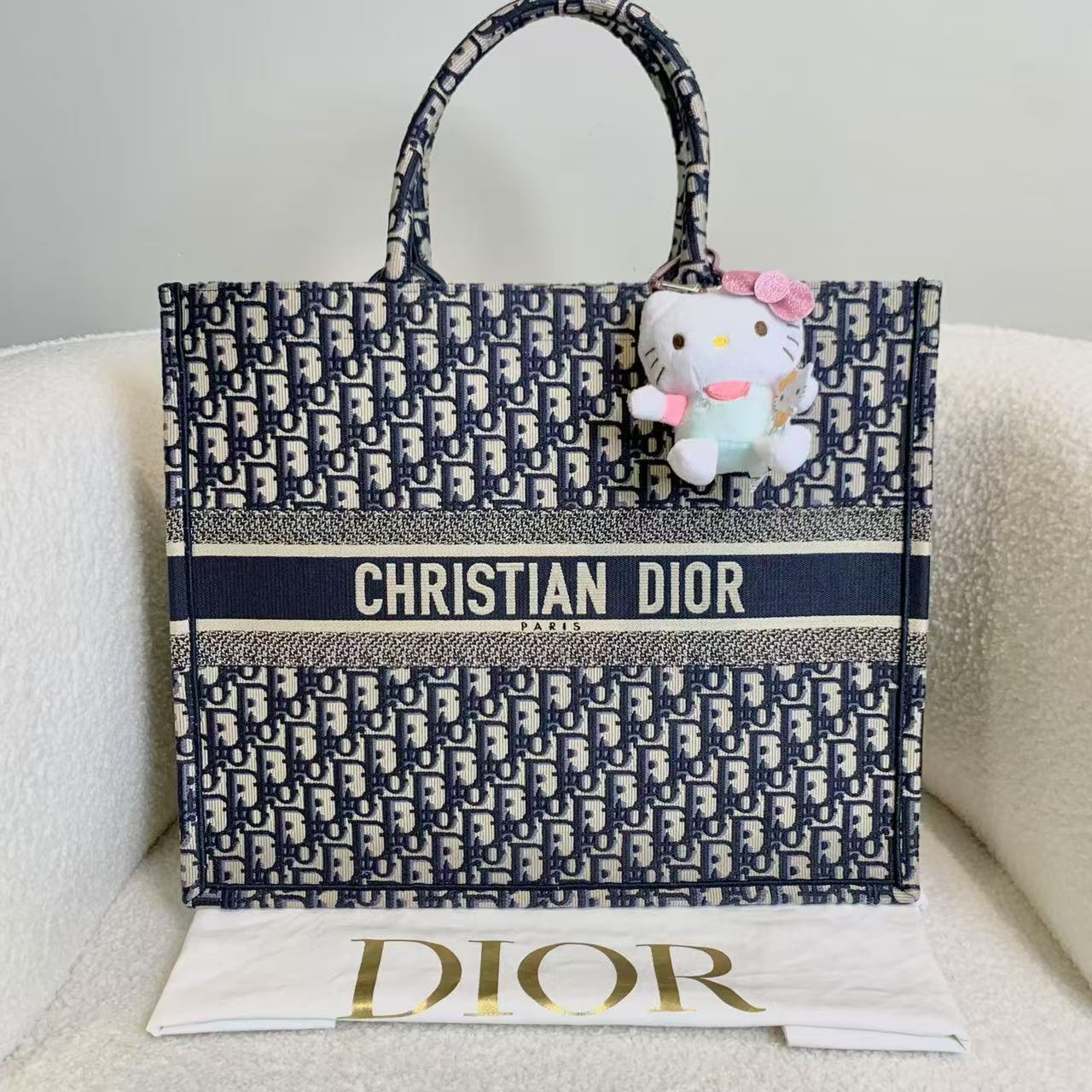 99新 DIOR/迪奥 壹臻/老花刺绣tote大号手提包/77876663