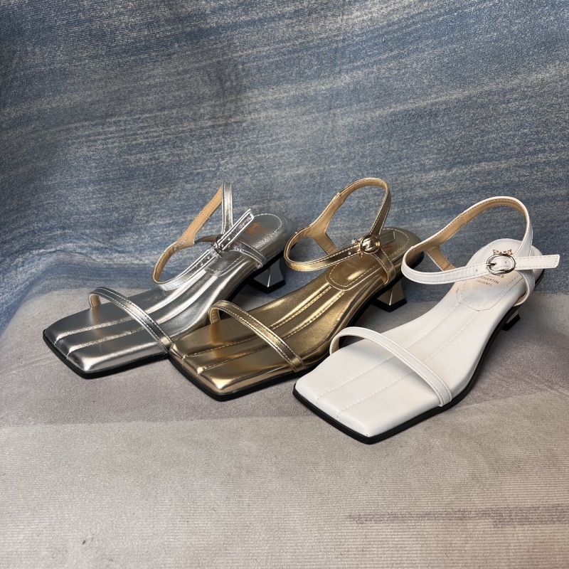 【菊子】夏季真皮高跟凉鞋沙发一字带断码清仓工厂直发