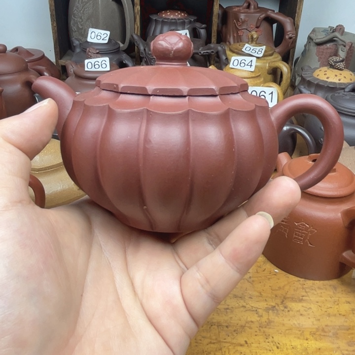 茶壶紫砂紫砂壶紫泥葵仿古230cc微微瑕