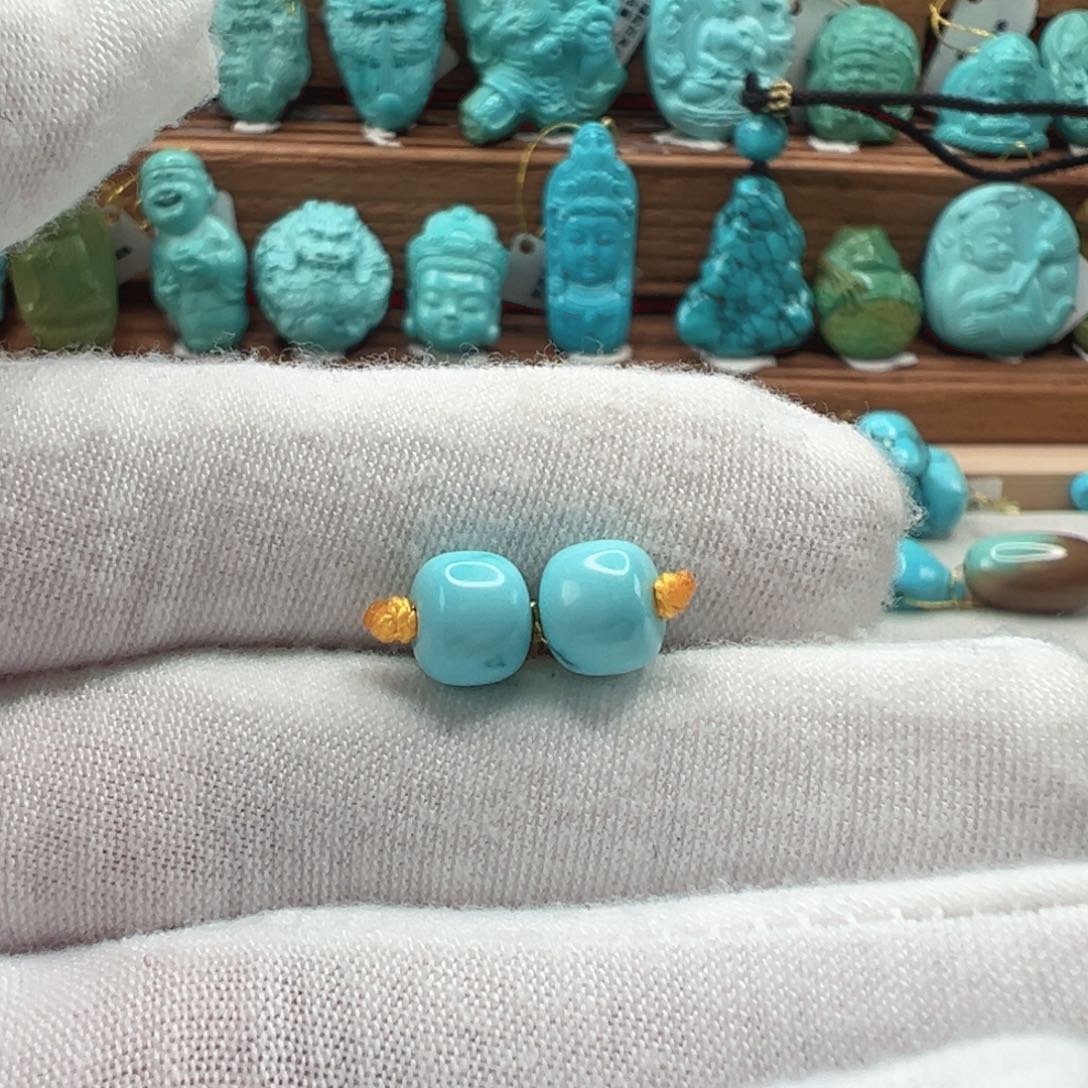 绿松石未镶嵌老型对珠7.2mm