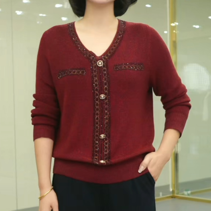 2268金丝宽松显瘦长袖V领小衫5