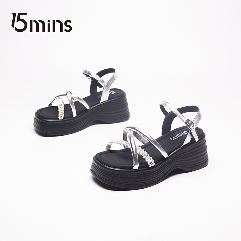 15MINS/15分钟厚底凉鞋舒适时尚百搭露趾外穿鞋17952