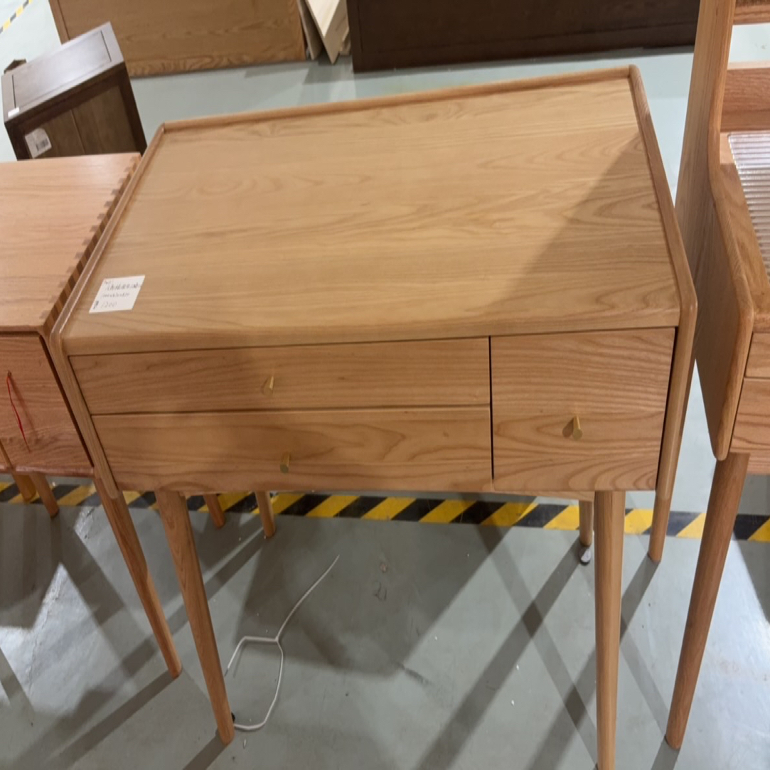 实木梳妆台简约白蜡木梳妆桌卧室大容量储物化妆台P2051 样品