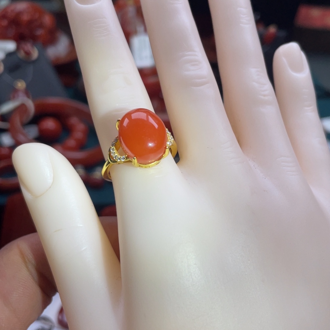 小***y南红玛瑙银S925镶嵌保山南红戒指