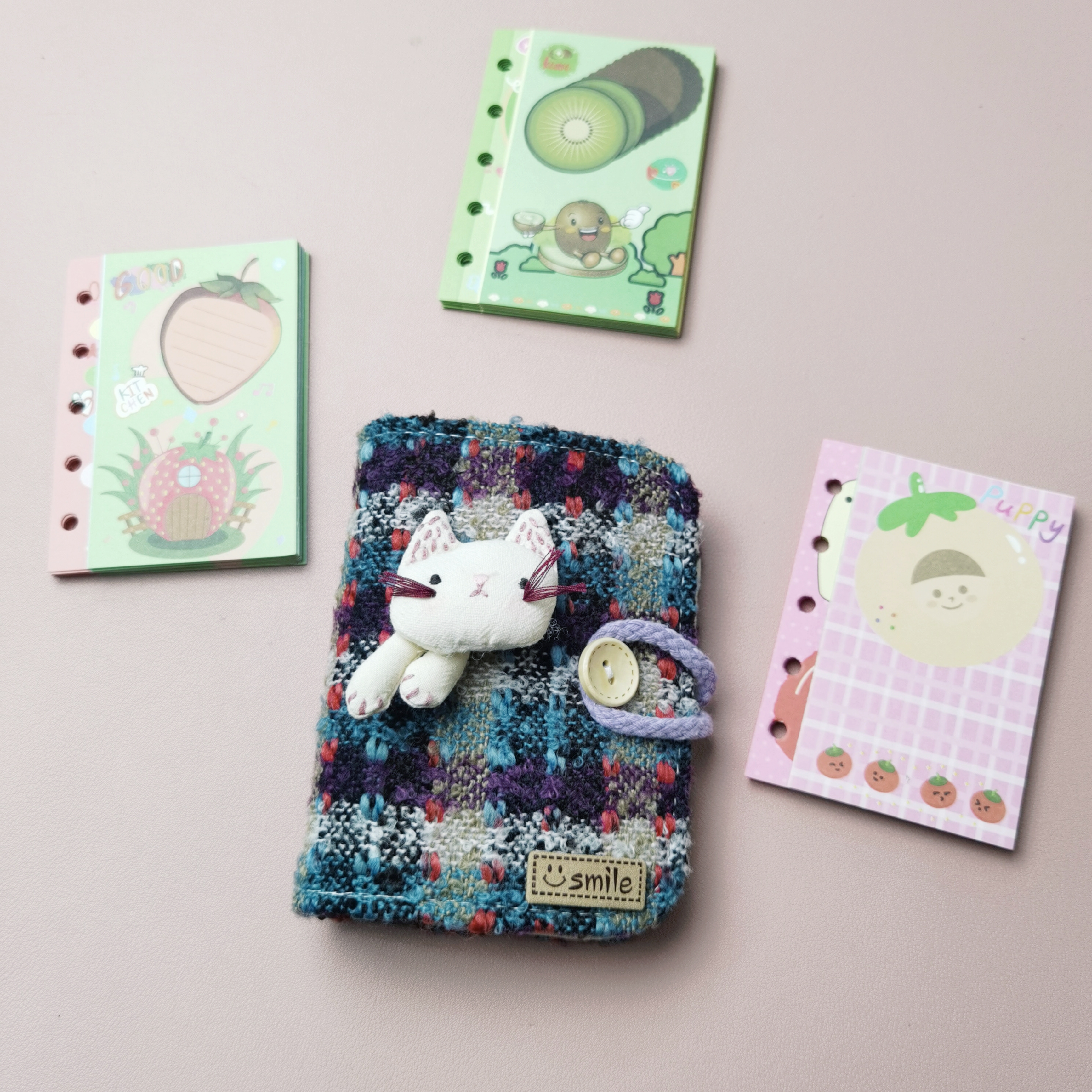 4009【1壳3芯M5】猫猫炫彩活页本三折叠替芯高颜值可爱少女心记事本