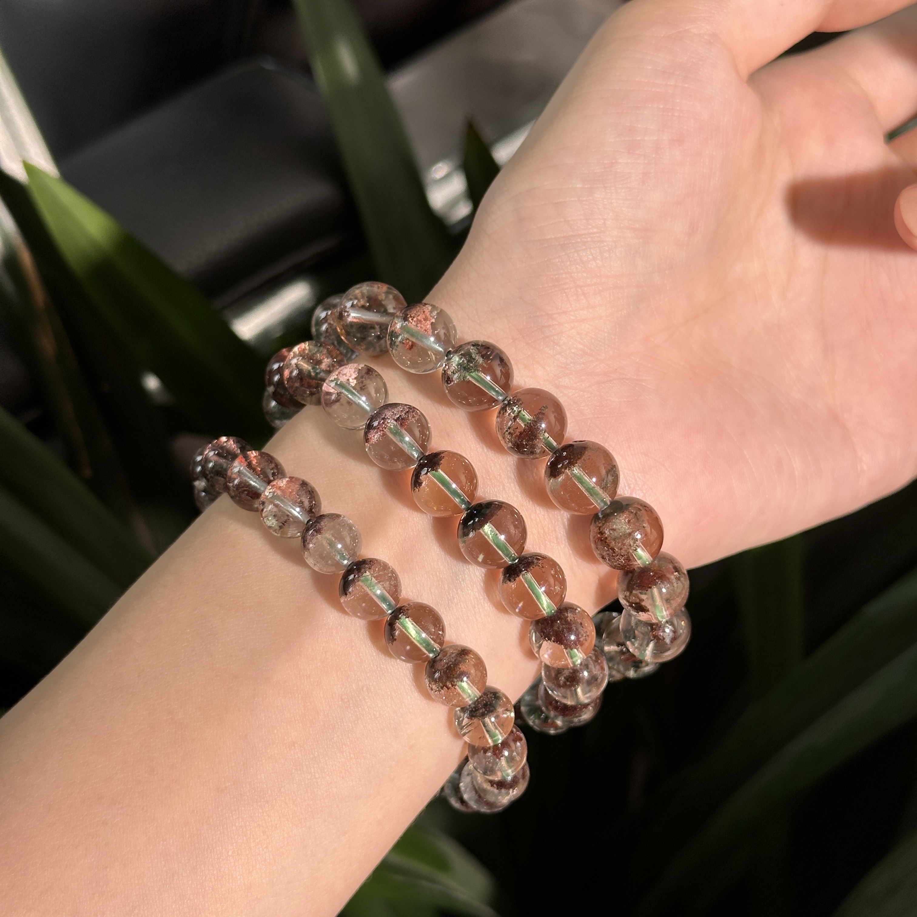 Y209 天然红幽灵半盆手串 多样性发其一