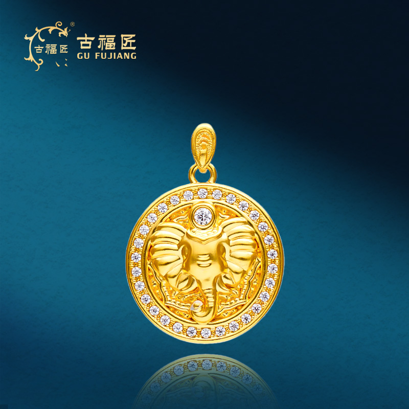 古福匠黄金足金吉祥象徽吊坠精致足金吊坠直径18.3mm