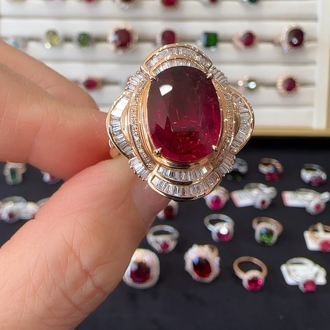 碧玺戒指18K金镶嵌5.35ct