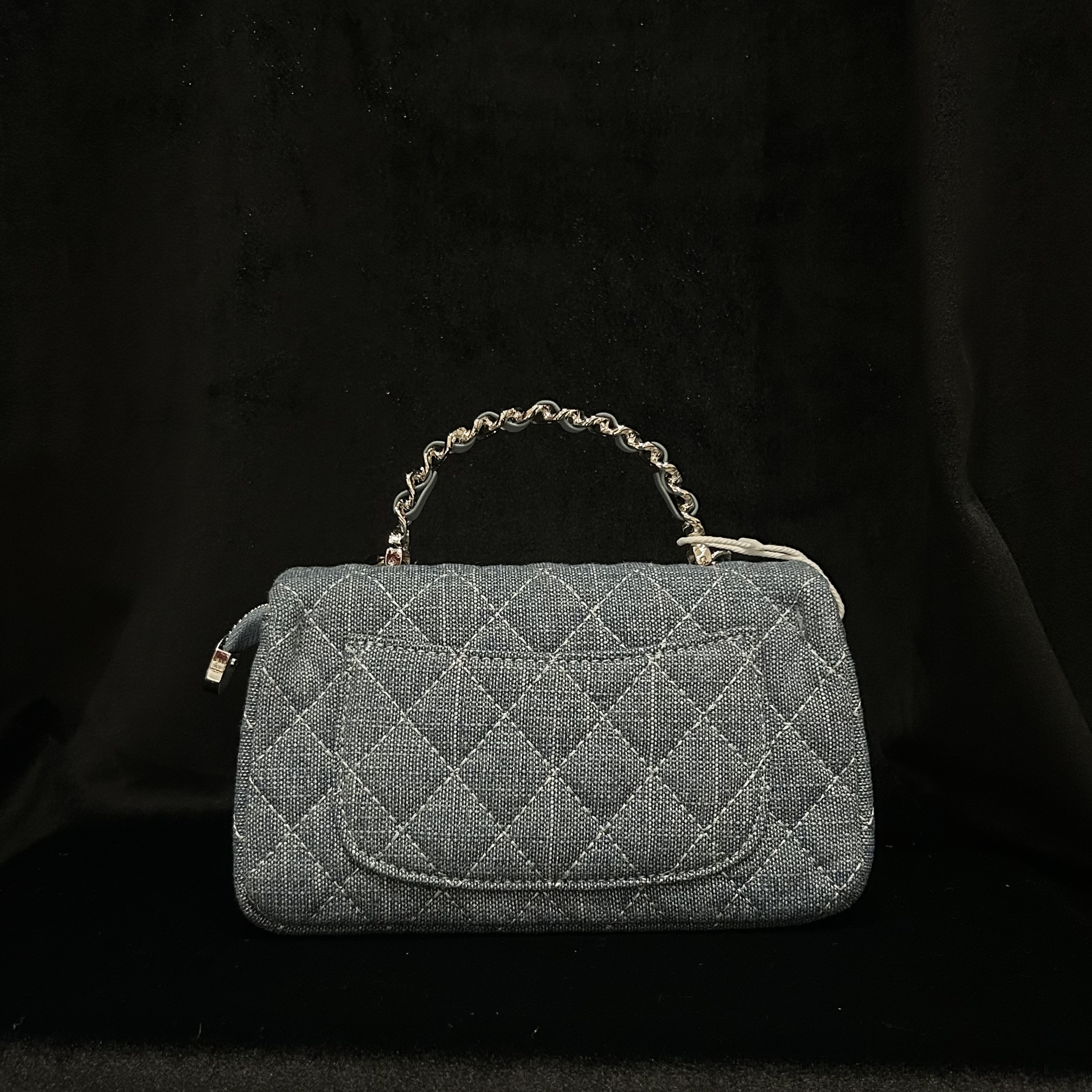 COCO 新款高端定制时尚女包 牛仔布手提 丹蓝色20cm 80201