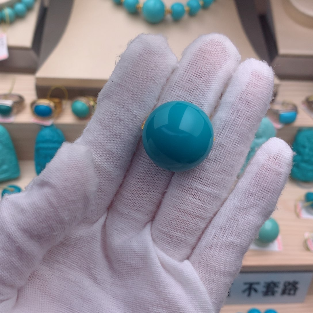 绿松石珠宝奇石未镶嵌21.5mm